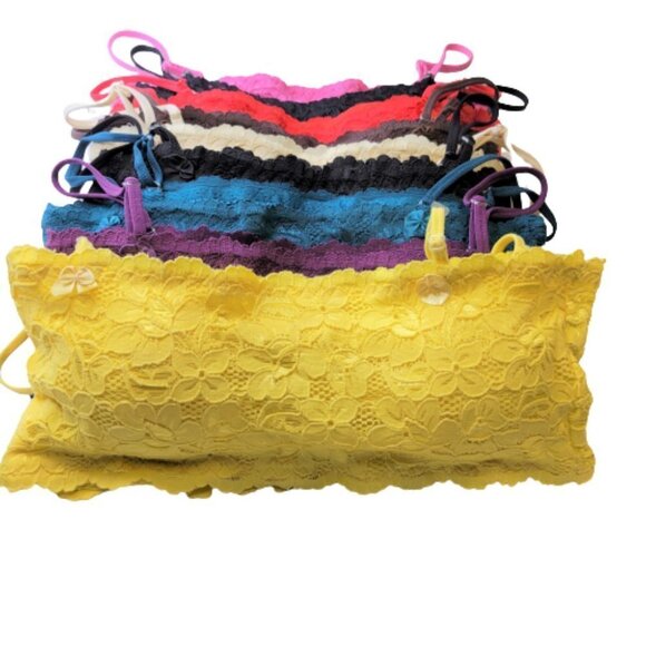 Sexy Blue Bralette Crop Top Lace Bandeau Adjustable Straps Removable Pads - NEW - Picture 2 of 12